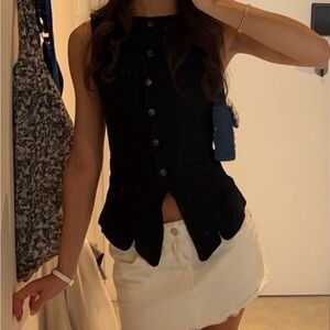 Princess Polly Black Button-Up Top